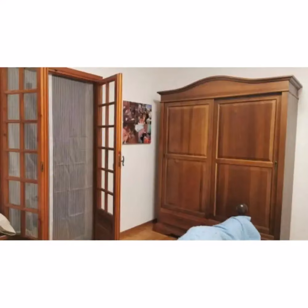 Armadio appendiabiti Shopinnovativo in legno massello e MDF con 2 ante scorrevoli, 2 cassetti e bastone, finitura noce, L: 180 cm, P: 67 cm, H: 226 cm – 2