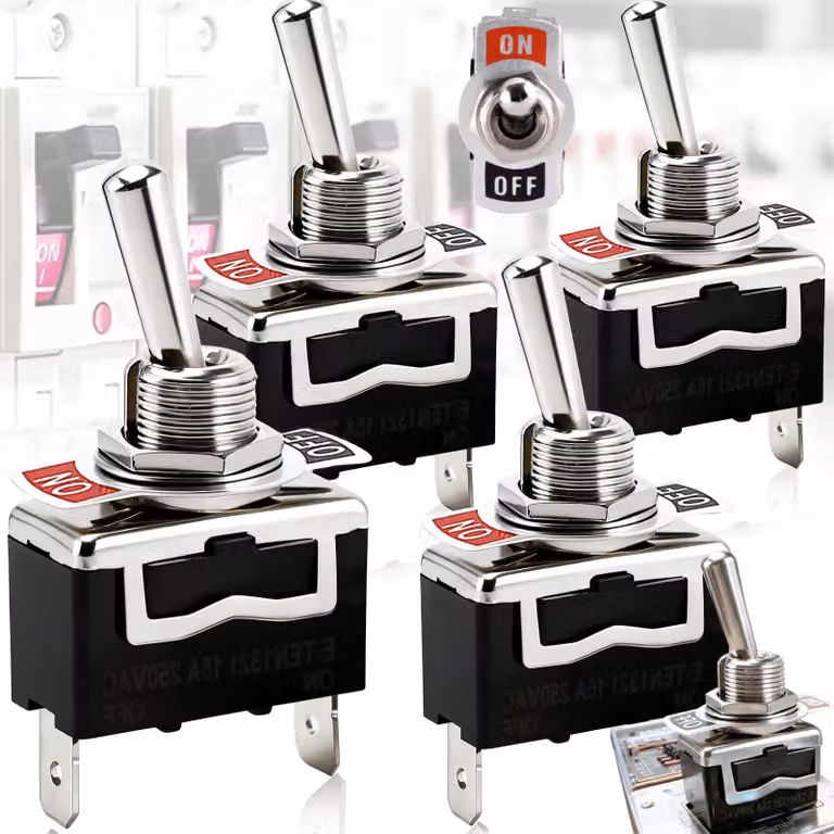 Set di 4 interruttori a levetta metallici, 12V DC, 25A, SPST (apri/chiudi)
