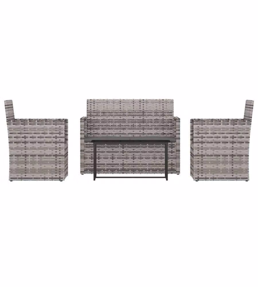 Set di Divani da Esterno e Tavolino vidaXL in Polyrattan Grigio Antracite con Cuscini – 2