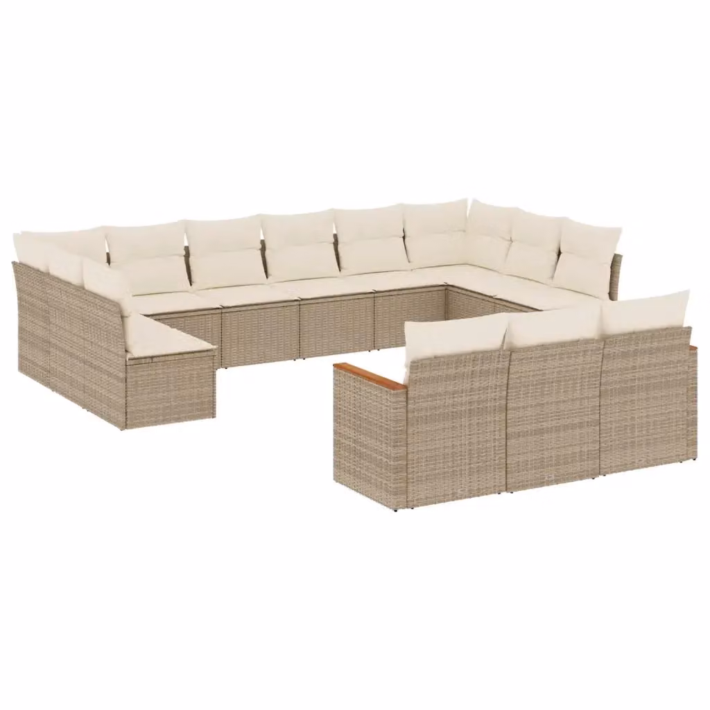 Set Divano da Giardino a Forma di U vidaXL in Polyrattan con Cuscini Beige e Struttura in Metallo – 2
