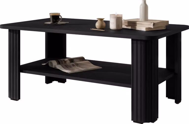 MIRJAN24 Tavolino con ripiano, soggiorno (colore: nero)