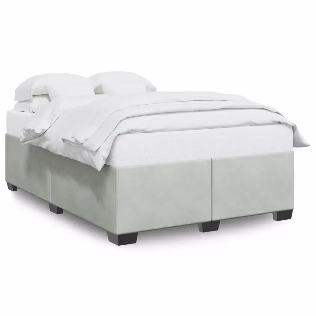 vidaXL Giroletto senza Materasso in Velluto Grigio L: 140 cm, P: 190 cm – 2
