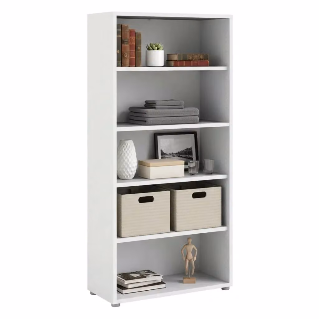 Libreria Apice DMORA, Scaffale Moderno Bianco Opaco, L 89 cm x P 40 cm x H 186 cm – 2