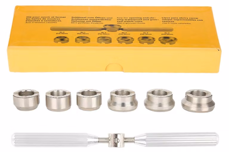 Set di strumenti professionale per la riparazione di orologi - Chiave - Matrici - Acciaio - Argento - Strumenti per la riparazione di orologi