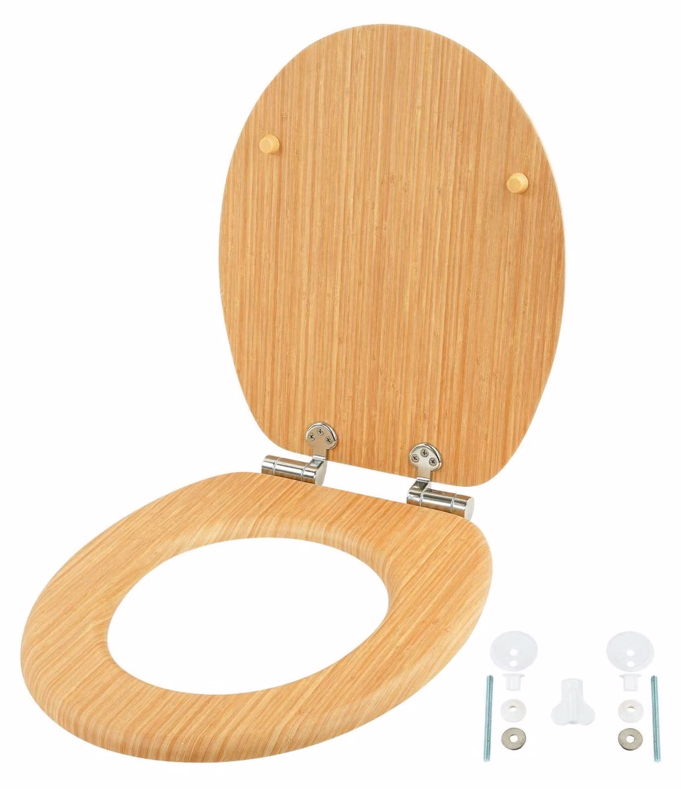 Sedile WC in MDF con chiusura ammortizzata, cerniere regolabili