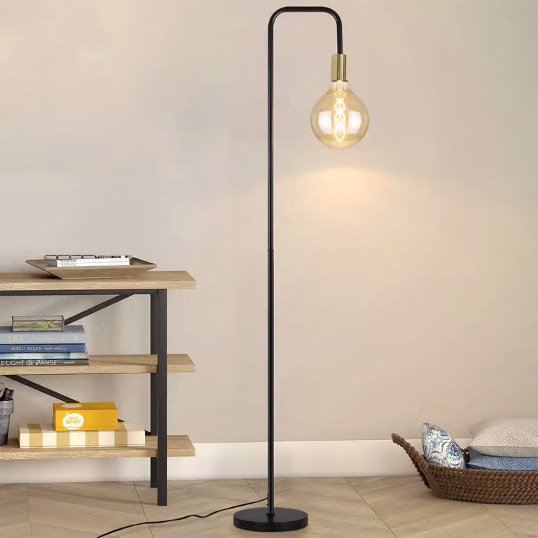ZMH lampada da terra nera lampada da terra vintage - retro e27 lampada da terra per soggiorno con interruttore a pedale lampada da terra industriale design oro lampada da soggiorno per camera da letto studio ecc (senza lampadina)