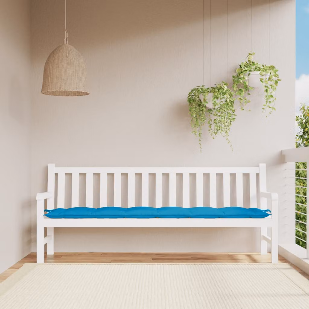 vidaXL Cuscino per Panca Azzurro L: 200 cm, P: 50 cm, H: 7 cm in Tessuto Oxford Traspirante e Idrorepellente