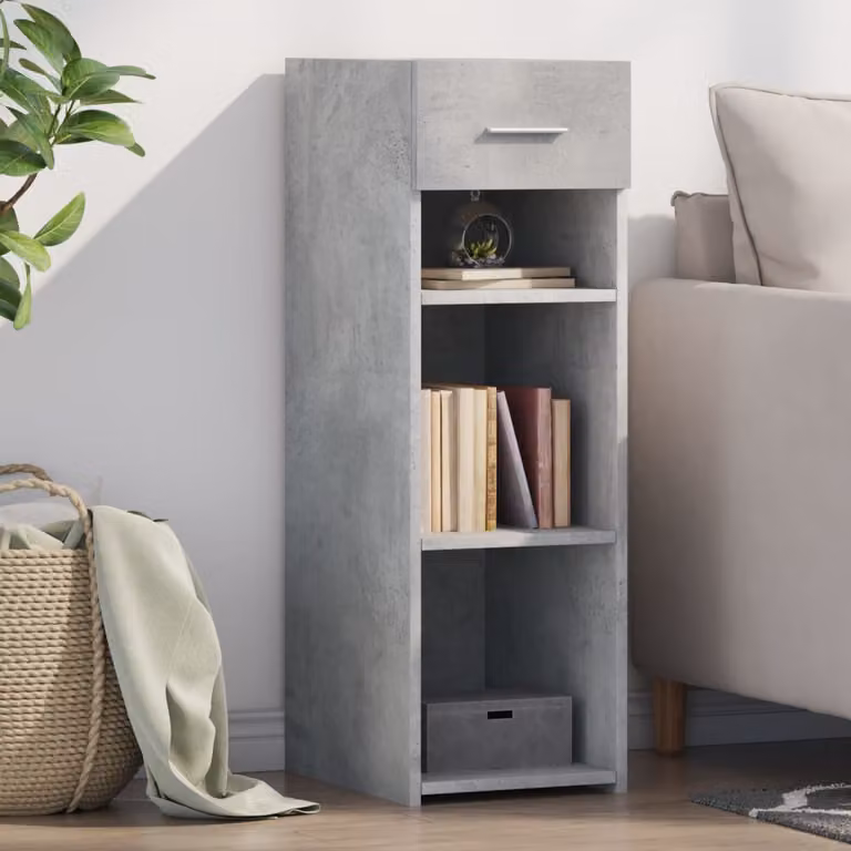 Credenza moderna vidaXL in legno e MDF, Grigio Cemento, L/P/H: 30 x 42,5 x 93 cm