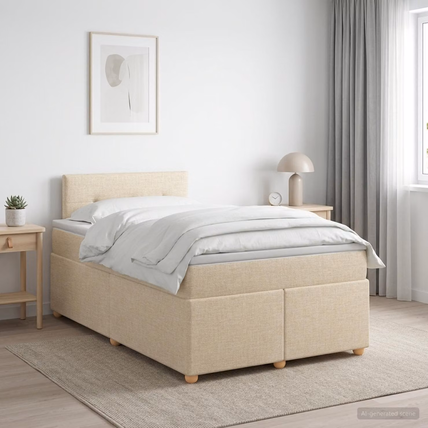Letto box spring ibrido vidaXL con materasso a molle insacchettate, colore beige e bianco, L/P/H: 120 x 200 cm