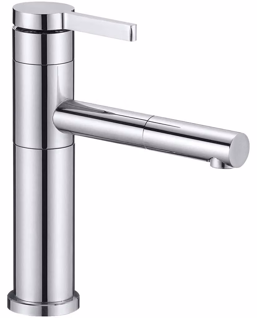 Miscelatore monocomando per lavabo, modello Bina, girevole, a profilo basso, finitura cromata