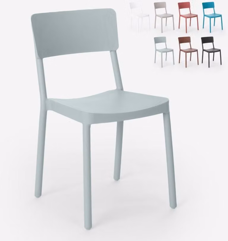 Sedia in polipropilene dal design moderno per cucina bar ristorante giardino liner - grigio chiaro