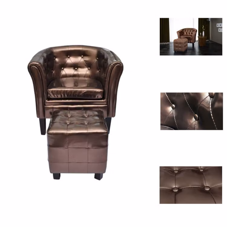 vidaXL Poltrona con poggiapiedi in Pelle finta marrone - Poltrona