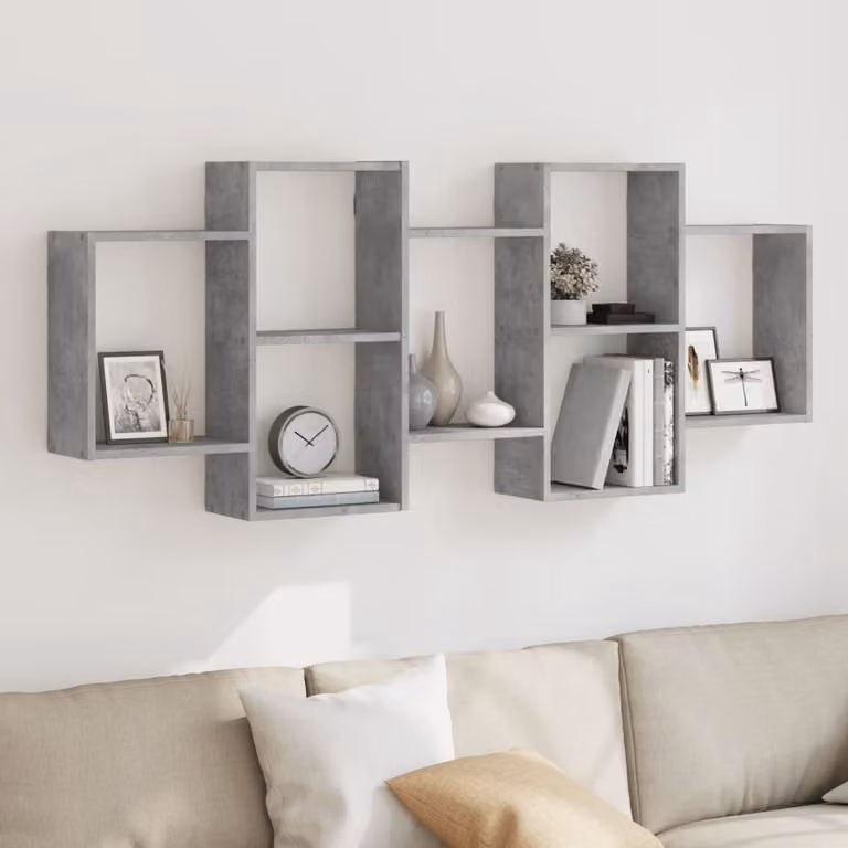 Scaffale a muro moderno vidaXL in MDF Grigio Cemento L: 159 cm, P: 18 cm, H: 65 cm