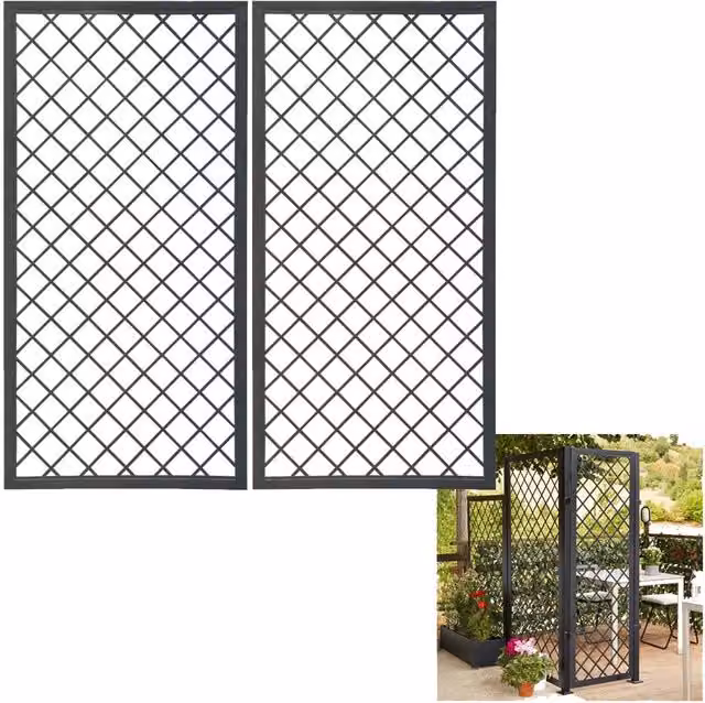 Multipack 2 pezzi di tralicci fissi Verdemax con cornice in metallo antracite L 90 cm x H 180 cm – 1