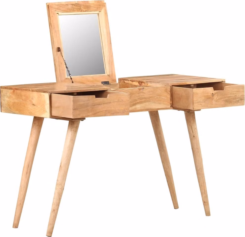The Living Store Comò con specchio 112x45x76 cm Legno massiccio di acacia