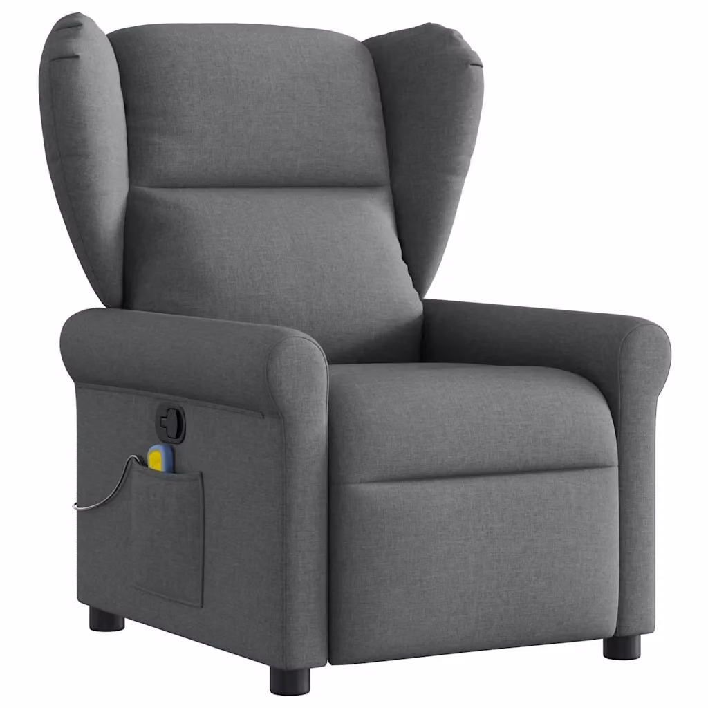Poltrona reclinabile relax vidaXL in tessuto grigio con braccioli e leva manuale – 2