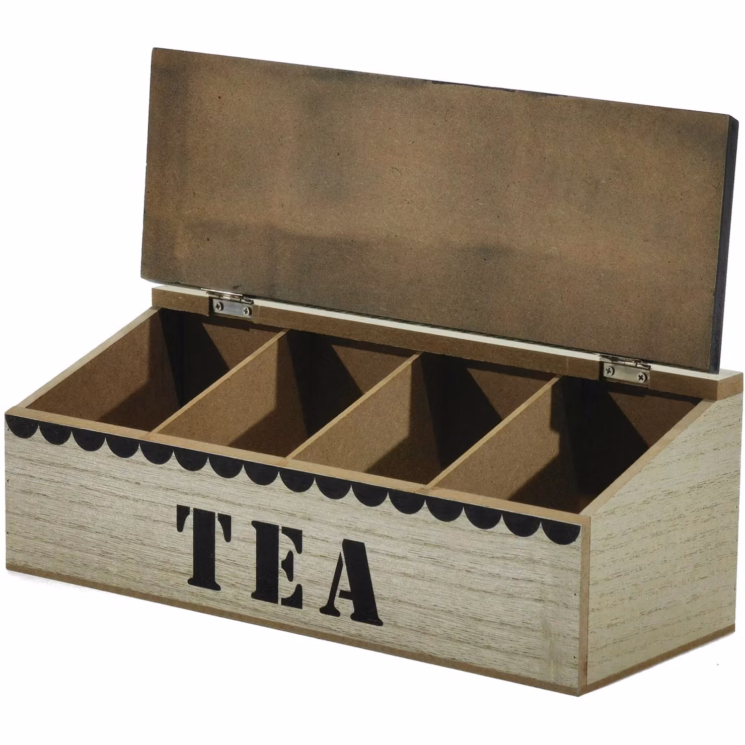Portatisane Gusto Casa in legno marrone con 4 scomparti e coperchio, H: 11 cm, L: 30 cm, P: 12 cm – 2