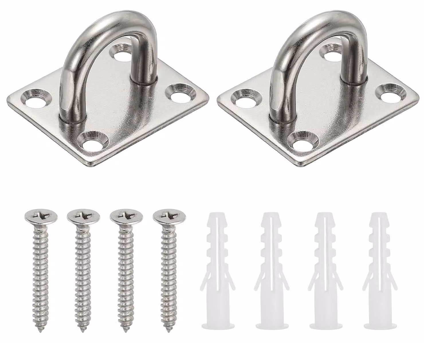 Ganci a soffitto, 2 pezzi, acciaio inossidabile, 50x40x32 mm, occhielli quadrati, colore argento