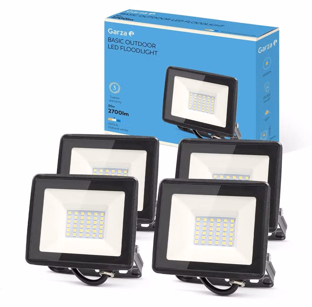 Faretto LED da esterno, 30W, 2700 lumen, 4000K, grado di protezione IP65, confezione da 4 pezzi
