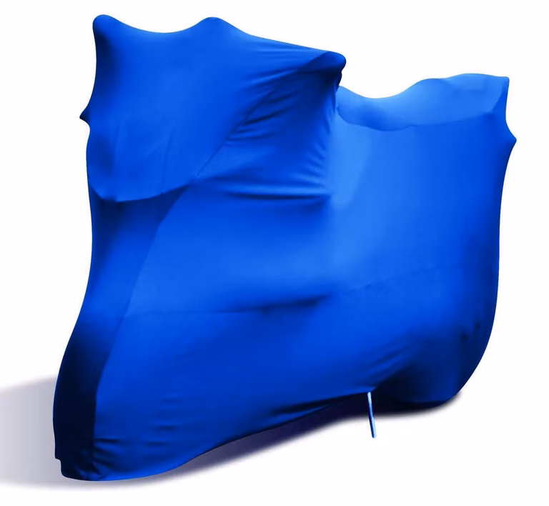 Copertura per motocicletta, fodera interna in tessuto elasticizzato vellutato, colore blu, taglia XXL/XXXL, dimensioni 295x110x140 cm