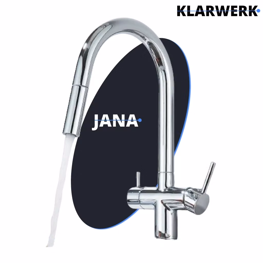 Rubinetto da cucina Klarwerk Jana con filtro osmosi a 3 vie, estensibile e girevole, in acciaio inox cromato argento – 2