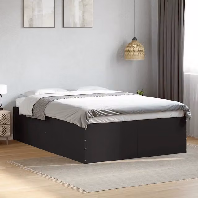 Giroletto Nero vidaXL in Legno Multistrato con Doghe Fisse L: 120 cm, P: 200 cm, H: 45 cm