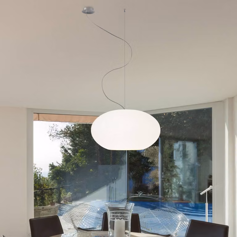 Casablanca Lampada a sospensione in vetro AIH, dimmerabile, Bianco / Opale, Soggiorno / Sala da pranzo, Vetro, Design, Lampada a sospensione
