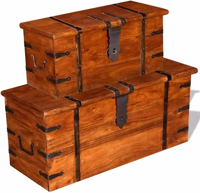 Set di 2 bauli in legno di acacia color marrone rustico vidaXL