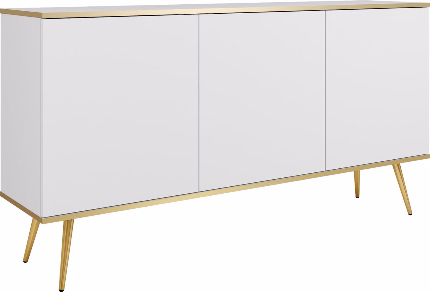 Cassettiera: bianca, gambe dorate, 160 x 85 x 39 cm