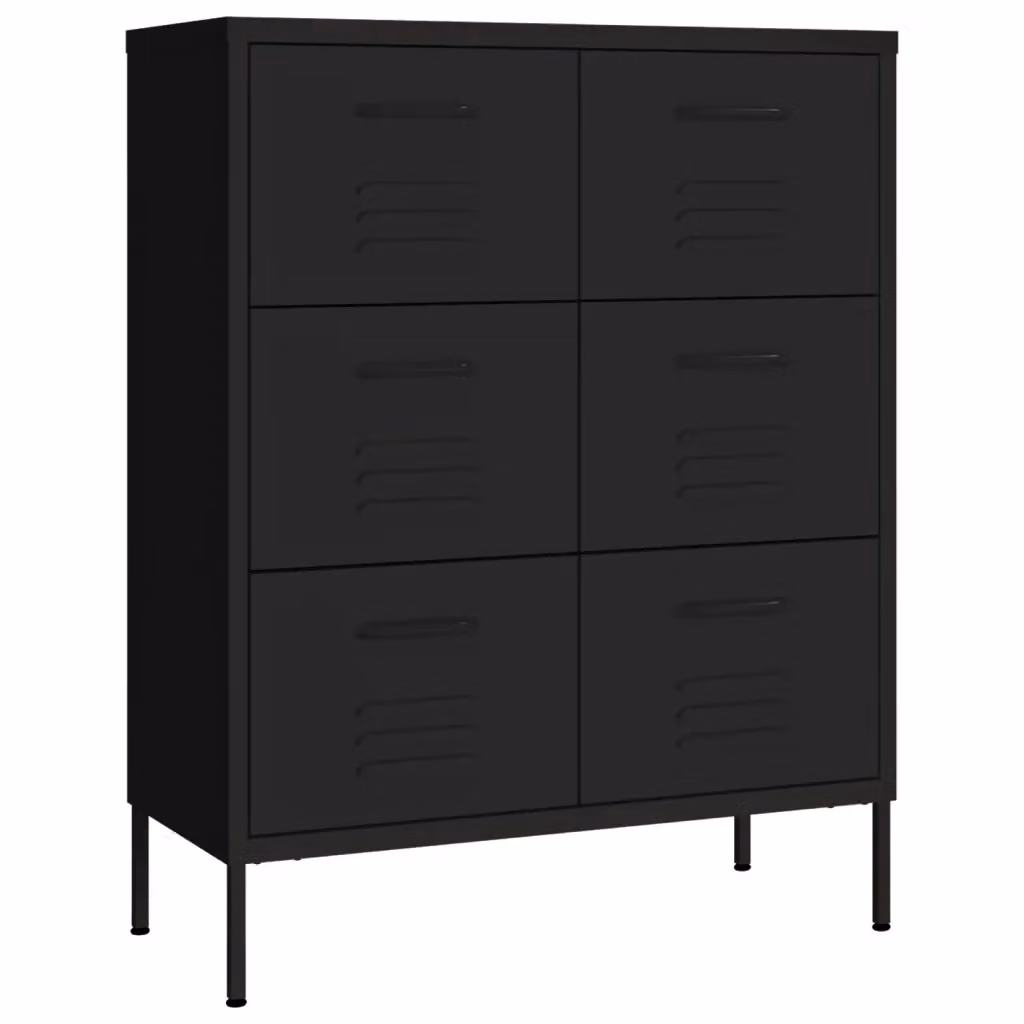 Cassettiera nera vidaXL in metallo per ufficio o casa L: 80 cm, P: 35 cm, H: 101,5 cm – 2