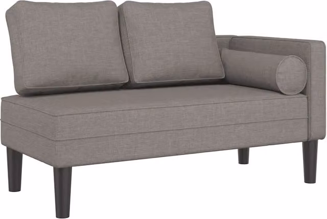 Chaise Longue Moderna con Cuscini in Tessuto Beige e Grigio con Struttura in Legno Massello CFW3940498