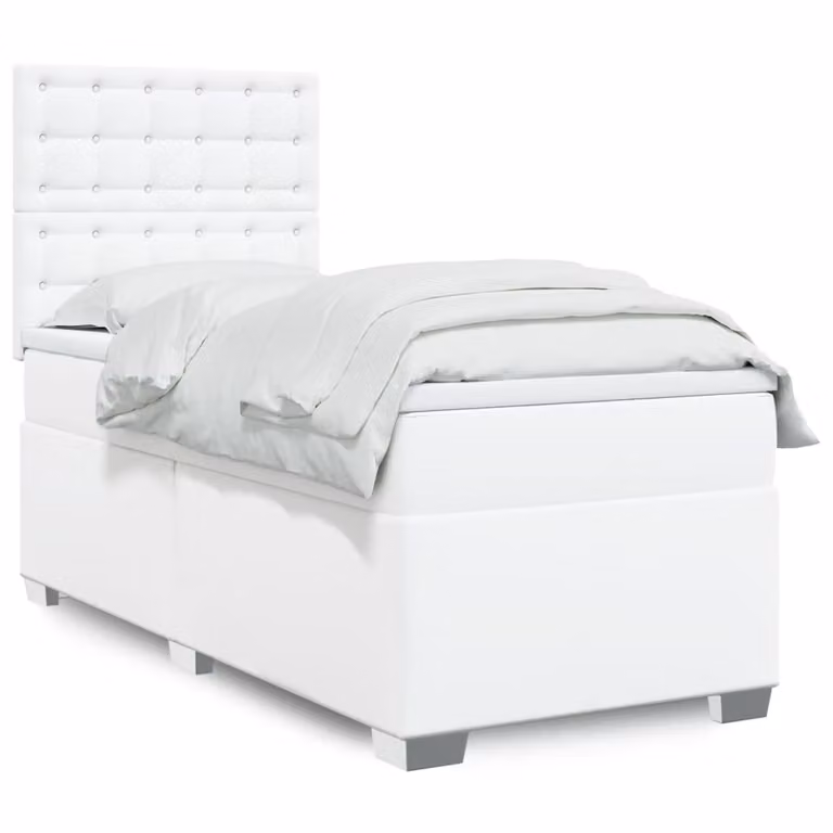 Maison Exclusive - Giroletto a Molle con Materasso Bianco 90x190 cm in Pelle finta
