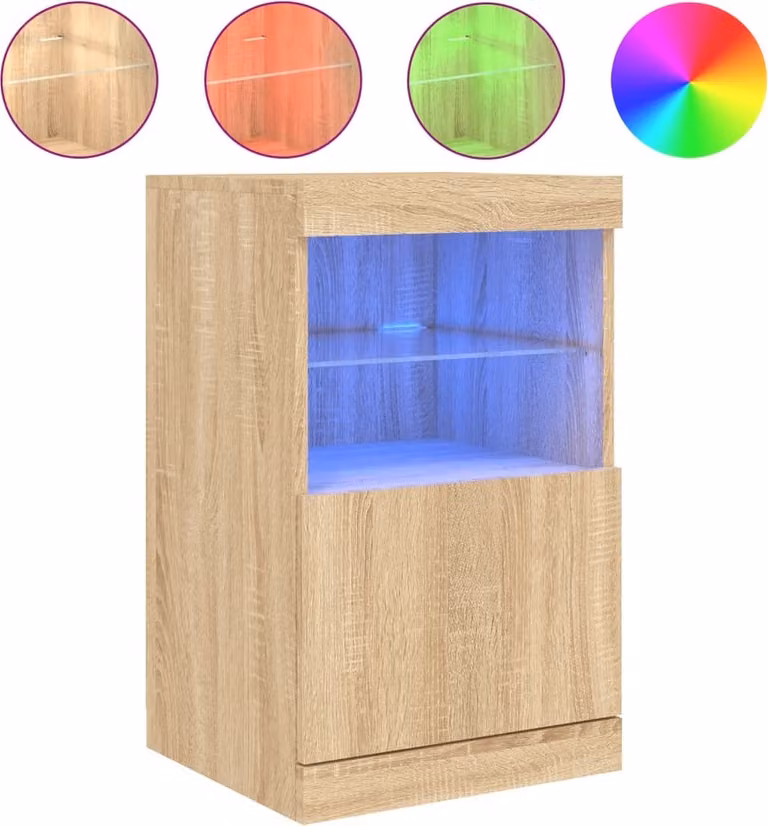 Credenza con Luci LED Rovere Sonoma 41x37x67 cm