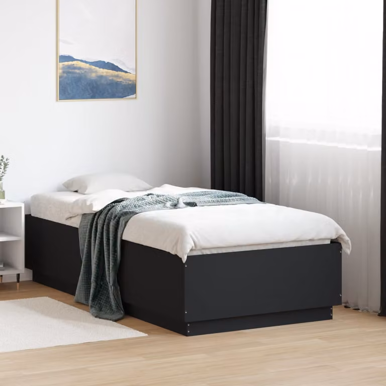 vidaXL Giroletto Nero in Legno con Doghe Fisse L: 78 cm, P: 193 cm, H: 40 cm