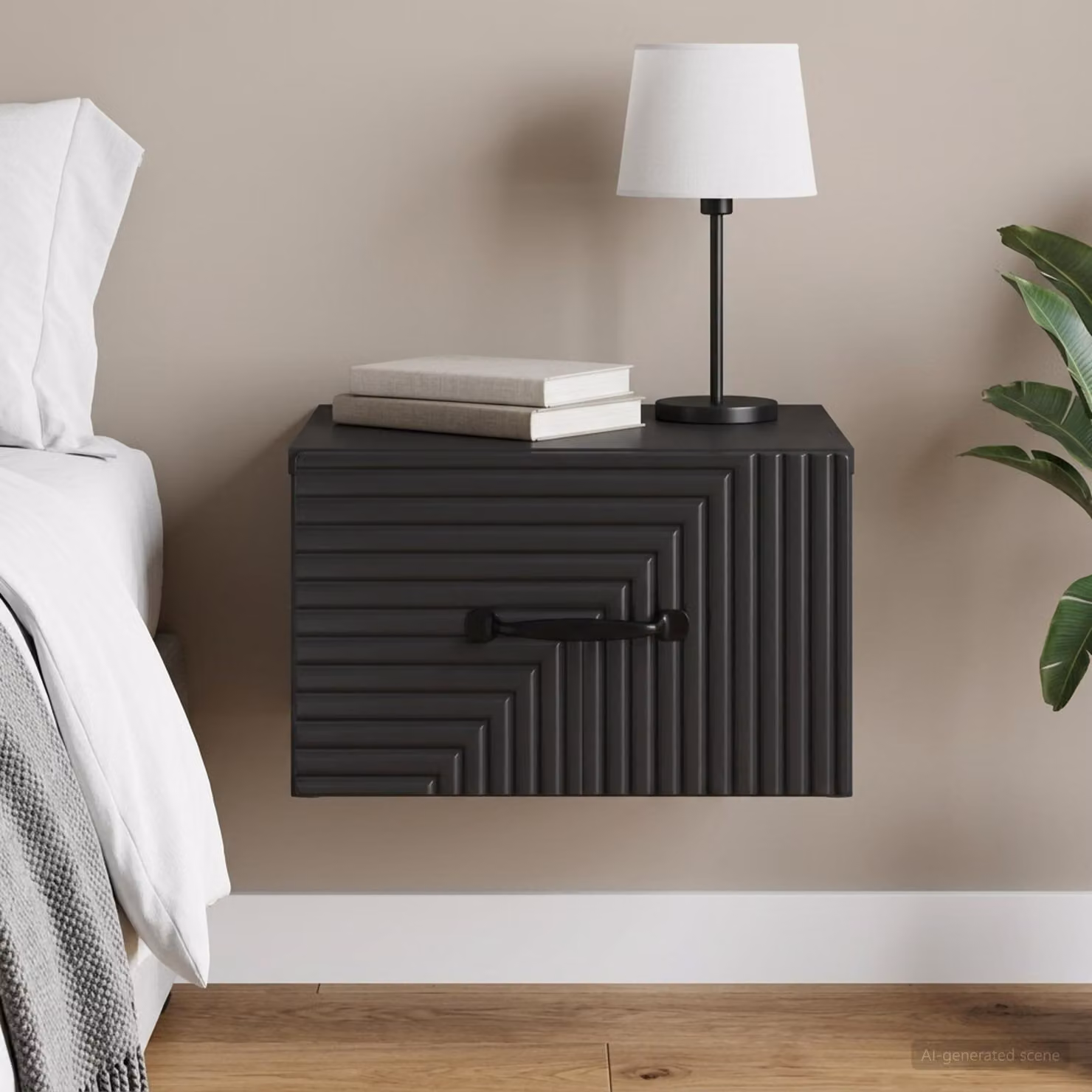 vidaXL Mobiletto da notte sospeso moderno Nero opaco L: 34,5 cm, P: 33 cm, H: 20 cm