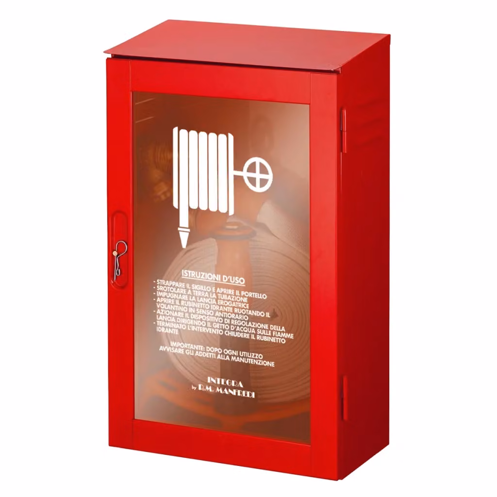 Cassetta antincendio esterna IPERBRIKO rossa con lancia 3 effetti DN 45, L/P/H: 58 x 37 x 20 cm – 2