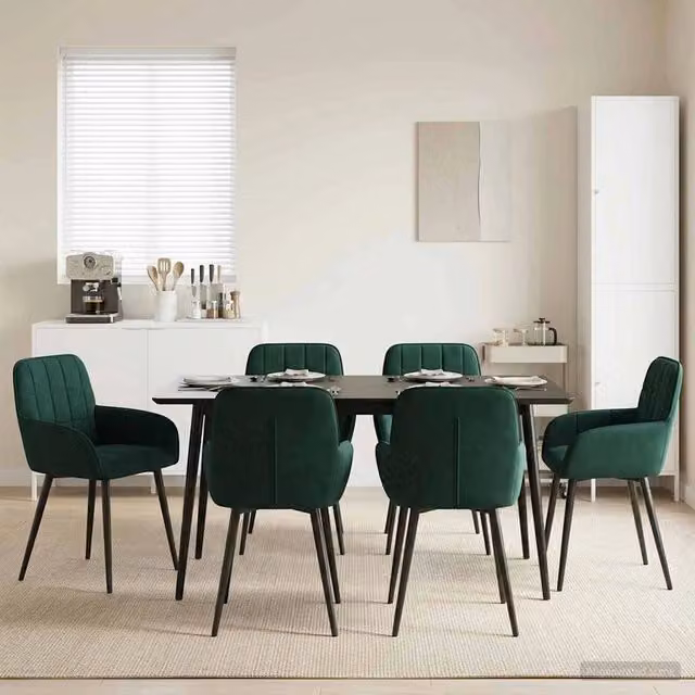 Sedie da pranzo 6 pz Velluto Verde Scuro 56.5 x 50 x 85 cm 3428177
