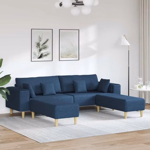 Divano 3 pz Blu Tessuto 3335169