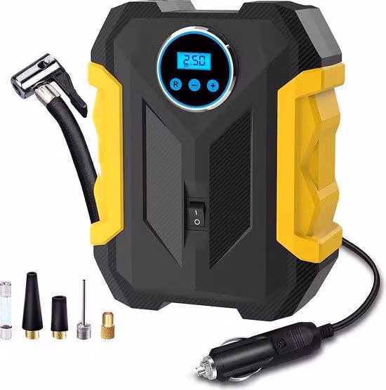 Pompa manuale per pneumatici da auto con luce LED, 12 V