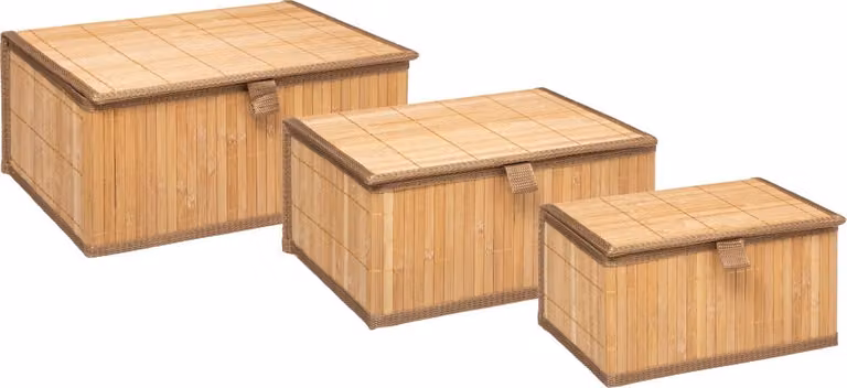 5five Simply Smart set di 3 scatole in cartone di bambù marrone 16 cm x 32,8 cm x 25,5 cm