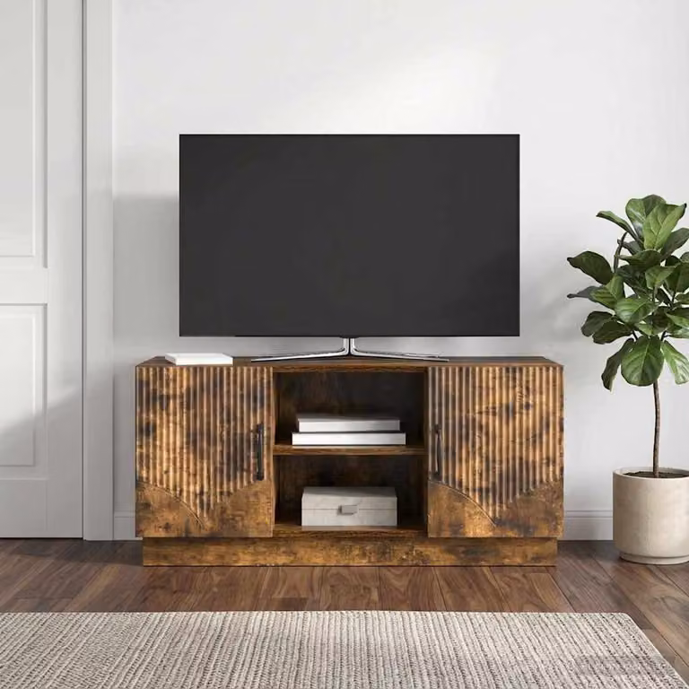 Mobile TV vidaXL in legno ingegnerizzato Rovere Fumo marrone, L 102 x P 34,5 x H 47 cm