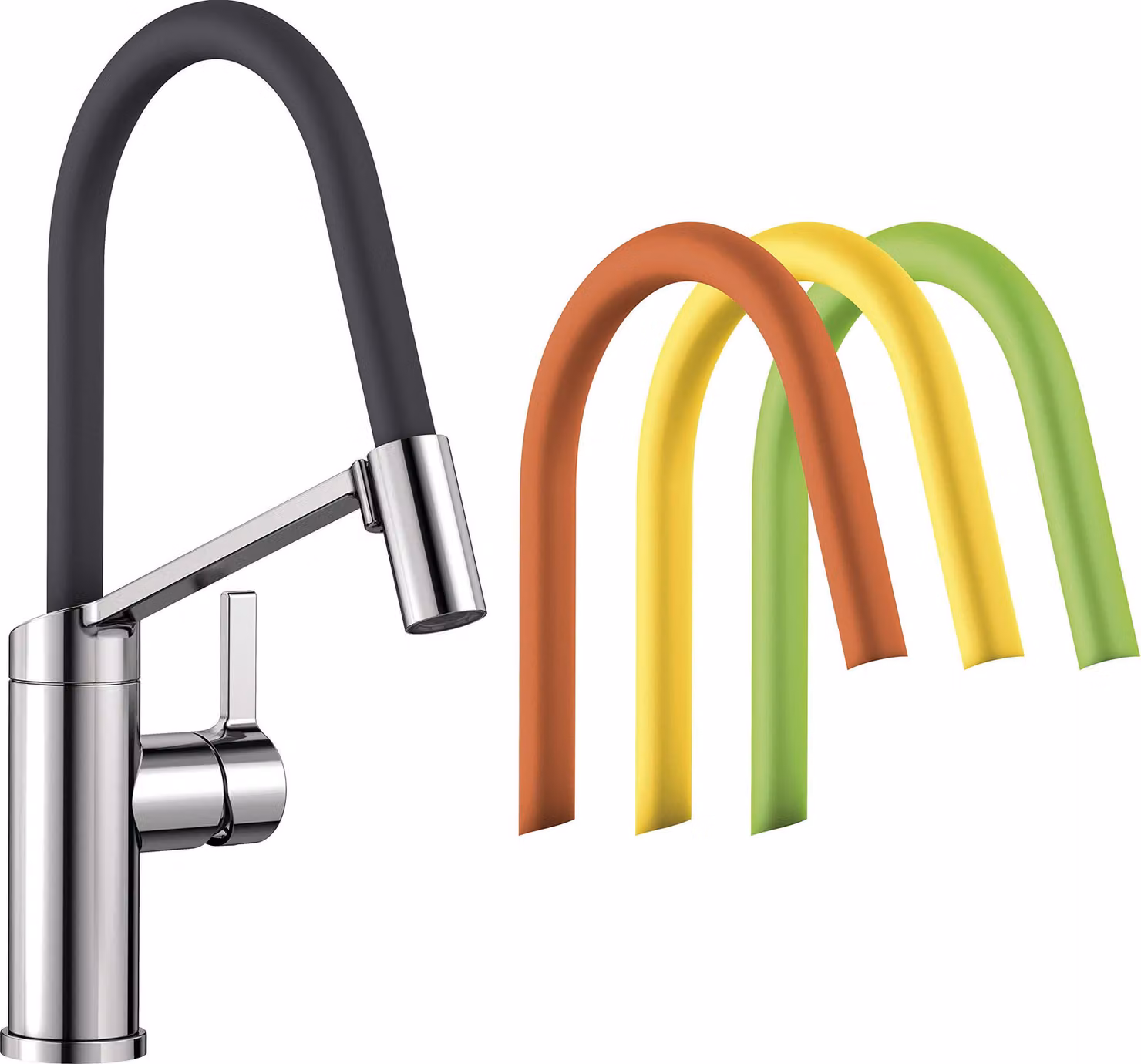 Miscelatore da cucina con doccetta, 335 mm, cromo/grigio lava