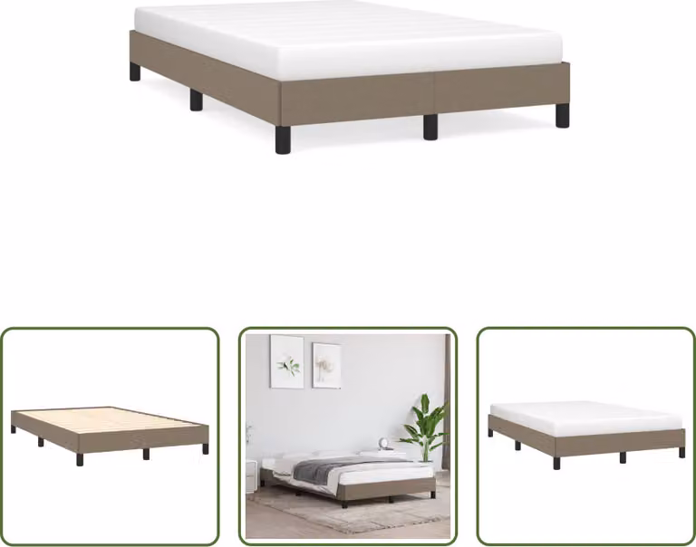 The Living Store struttura letto taupe 120x190 cm tessuto