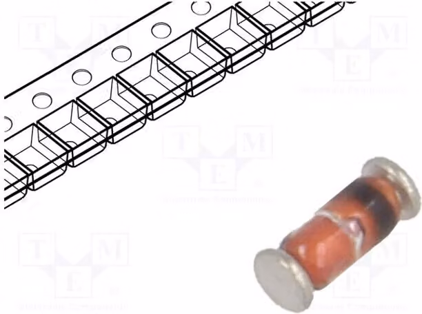 Diodo 25x: Diodo a commutazione, 4 ns, 0,2 A, 100 V, montaggio superficiale (SMD). Confezione: rotolo. LL4148, diodo universale