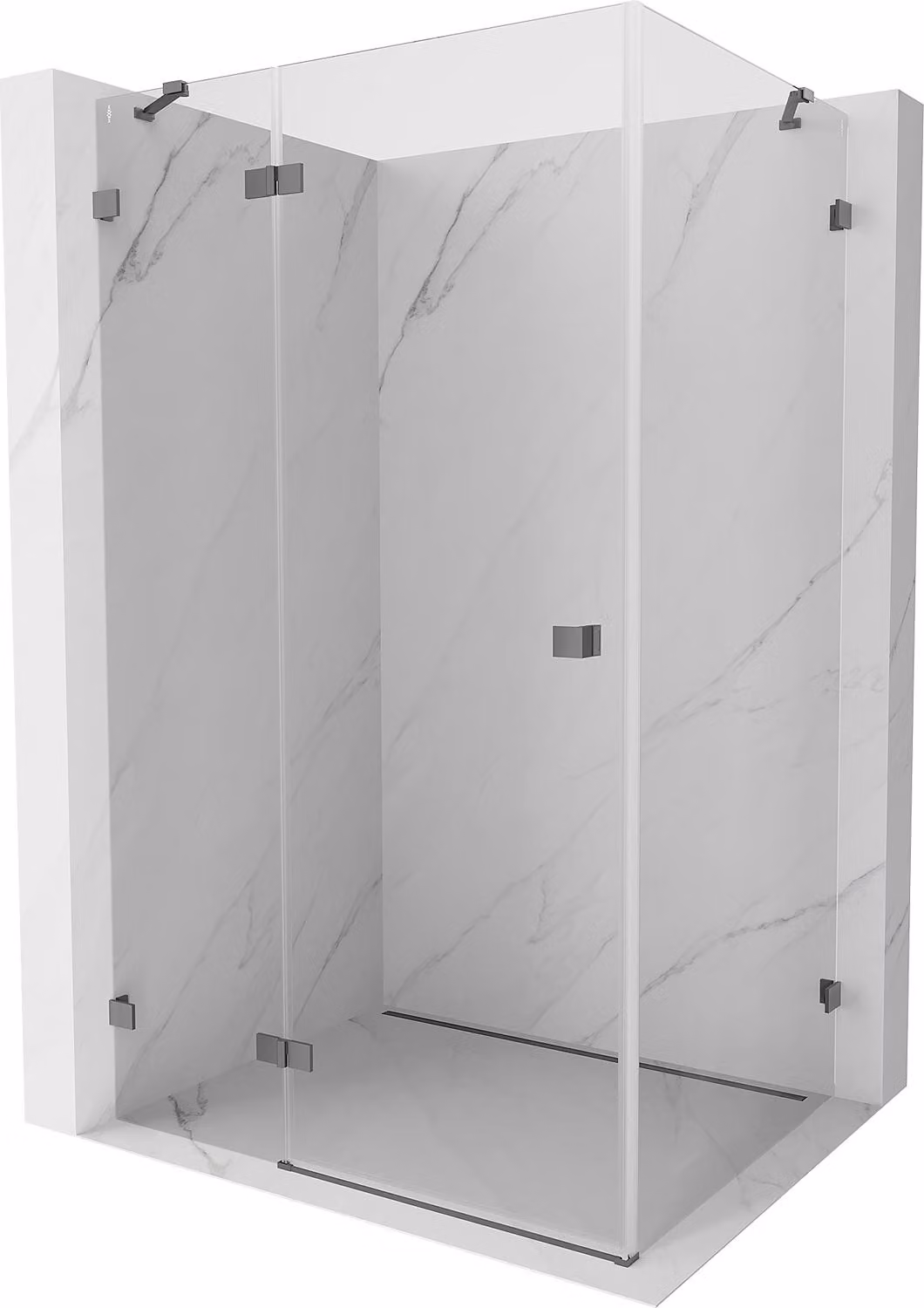 Mexen Lunar cabina doccia a battente sinistra 100 x 80 cm, trasparente, metallo canna di fucile - 834-100-080-95-00-L
