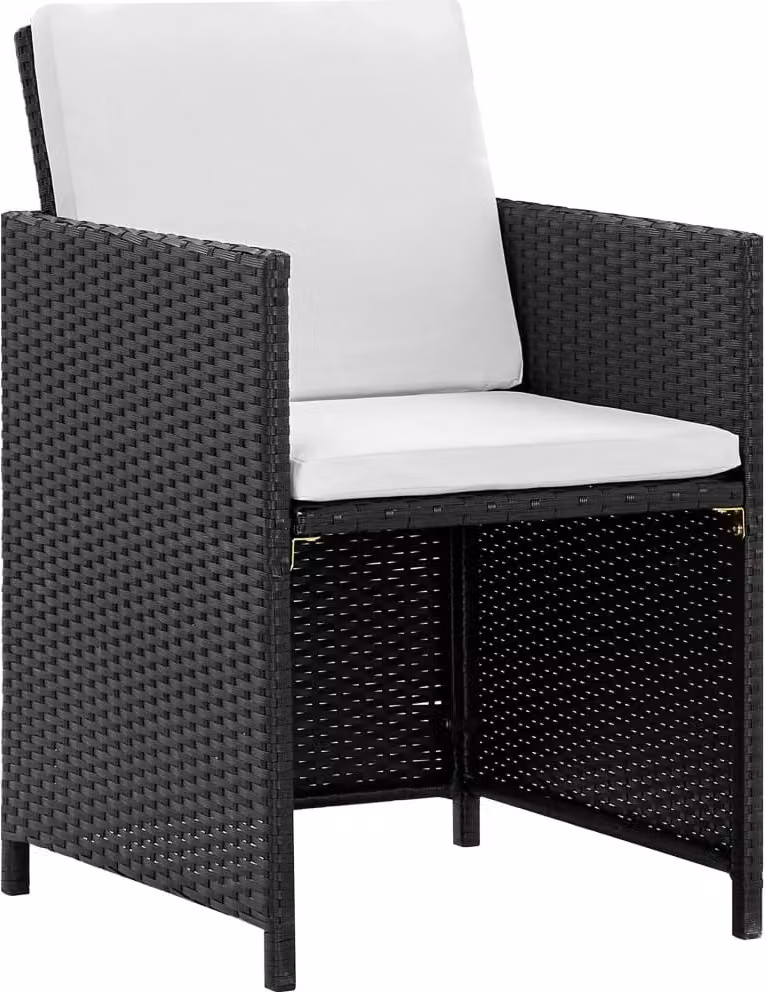Set da Pranzo da Giardino 11 pz con Cuscini in Polyrattan Nero
