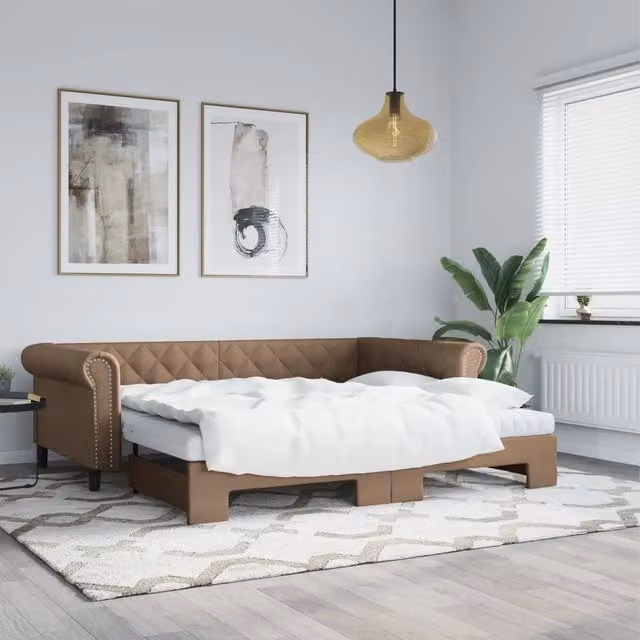 Divano Letto Moderno vidaXL Beige con Struttura Imbottita per Soggiorno e Camera da Letto