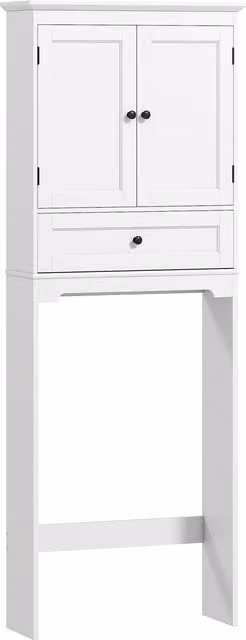 Mobile sopra WC HOMCOM bianco con 2 ante, cassetto e ripiano regolabile