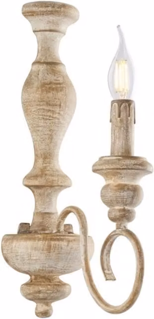 Applique Shabby Chic Cascina Bonetti Illumina in Bianco e Beige con 1 Luce E14 e Vetro Trasparente