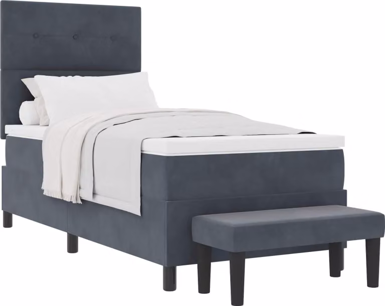 Letto a molle con testiera Grigio scuro 100 x 200 cm Velluto